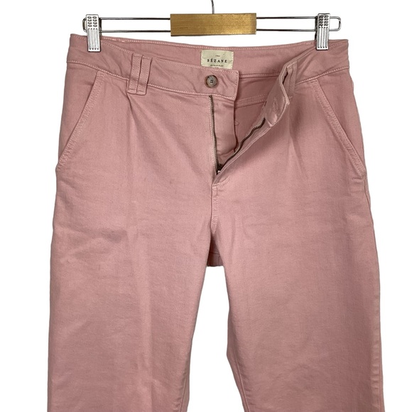 Sezane Paris Hi Rise Cropped Slim Straight Pink Jeans - Picture 3 of 10